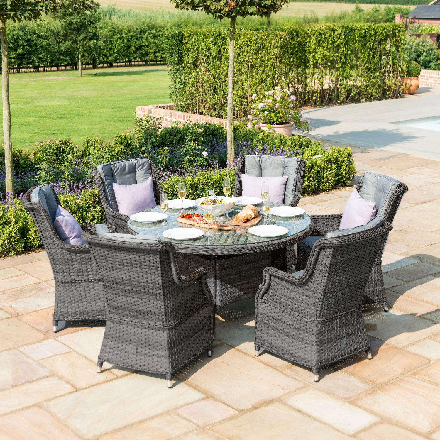 Maze Rattan Victoria 6 Seat Round Dining Set | Oak Furniture House